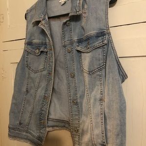 Distressed jean vest